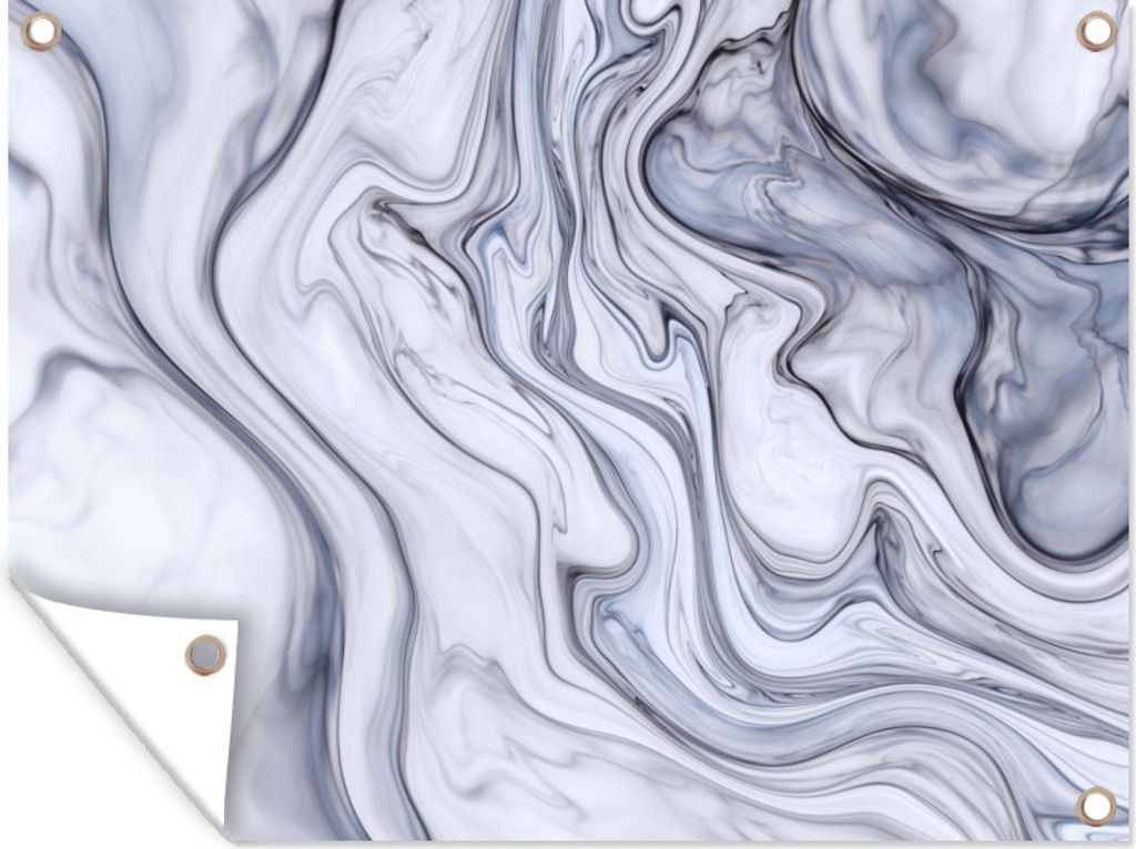 MuchoWow 40x30 cm Outdoor-Poster Gartendeko Sichtschutz Garten Poster für den Garten Marmor - Weiß - Schwarz