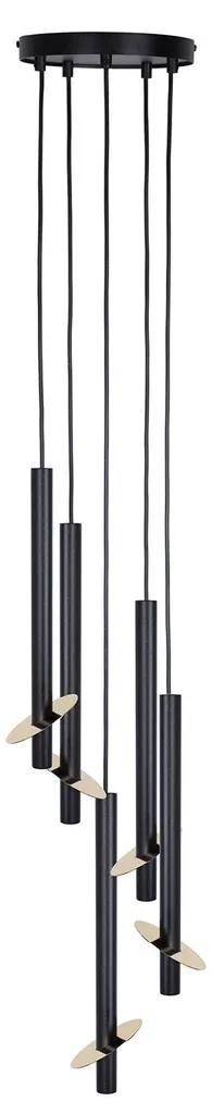 Suspension SOPEL RING Noir et Or 5xG9 Sigma Lighting - Design 130x26 cm