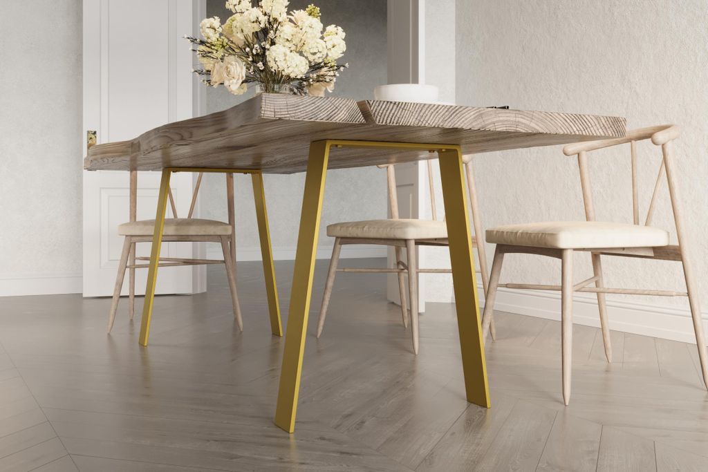 2er Set Tischbeine Tischgestell Tischkufen Tischfüße | 70x72cm Gold Flachstahl 80x10mm | für Esstisch Schreibtisch Stahl Industrial Metall