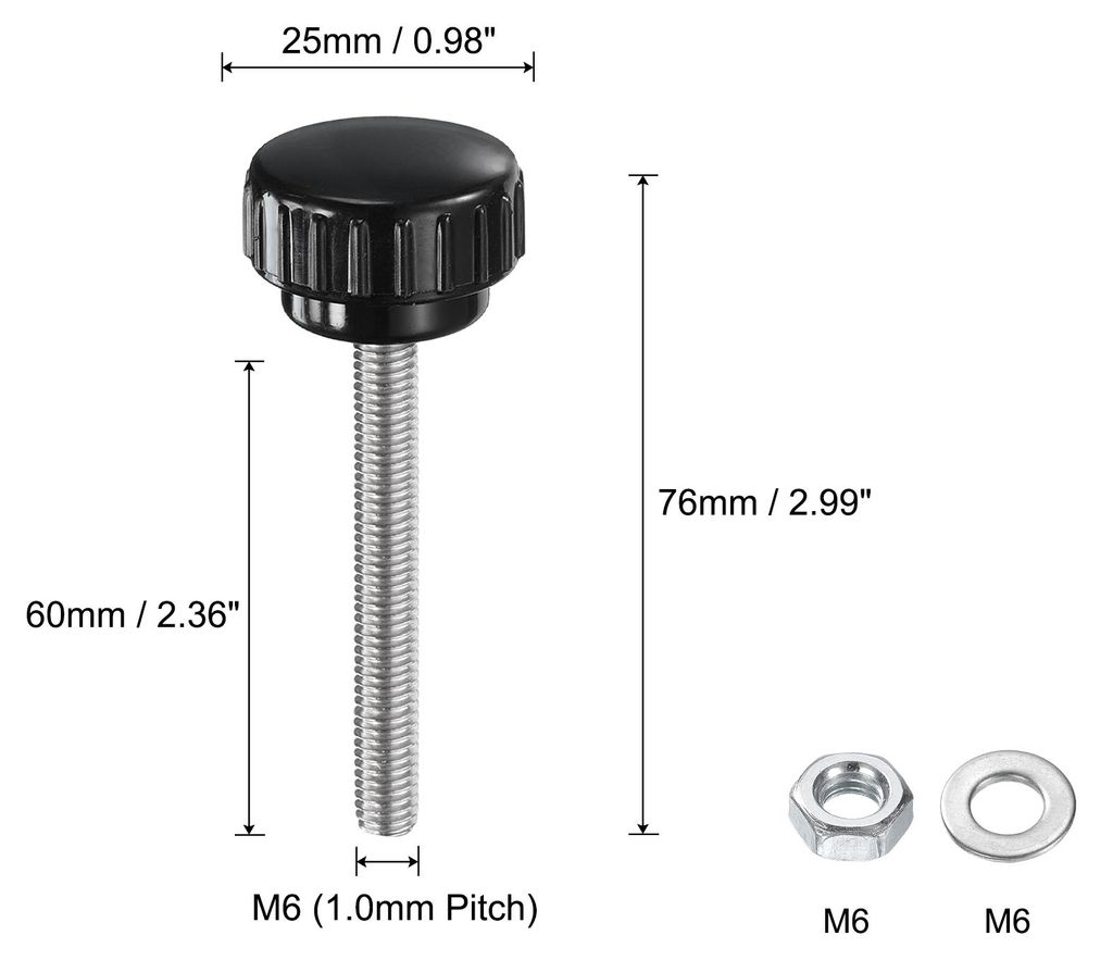 4 Stš¹ck R?ndelschraube mit Gewinde M6 x 60mm Rundkopfschraube mit Muttern Unterlegscheiben, Flš¹gelschrauben Edelstahl 304 Klemmhebel 25mm Kle...