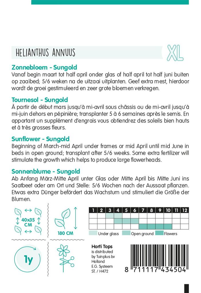 Sonnenlume Sonnengold Hoch Gefüllt | Sonnenblumensamen von Hortitops