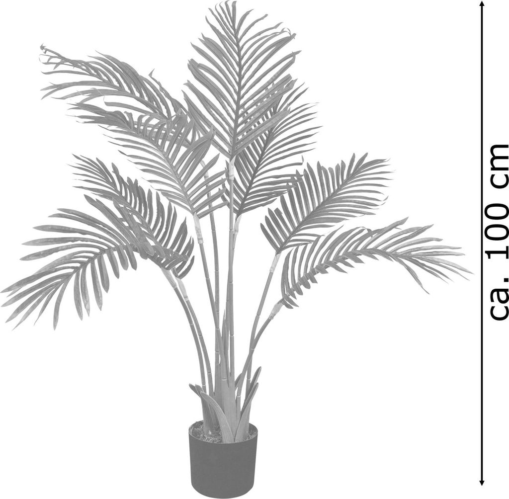 Künstliche Palme groß Kunstpalme Kunstpflanze Palme künstlich wie echt Plastikpflanze Arekapalme 100 cm hoch Balkon Dekoration Deko Decovego