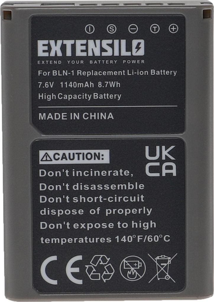 EXTENSILO Akku Ersatz für Olympus PS-BLN1 für Kamera (1140 mAh, 7,6 V, Li-Ion)