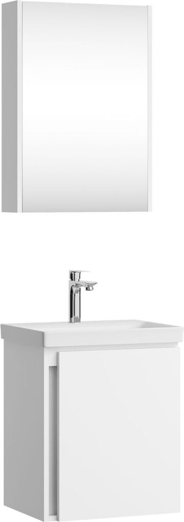 Planetmöbel Waschtisch mit Unterschrank 50 cm inkl. Spiegelschrank 50cm, Badmöbel Set, hängend, weiß
