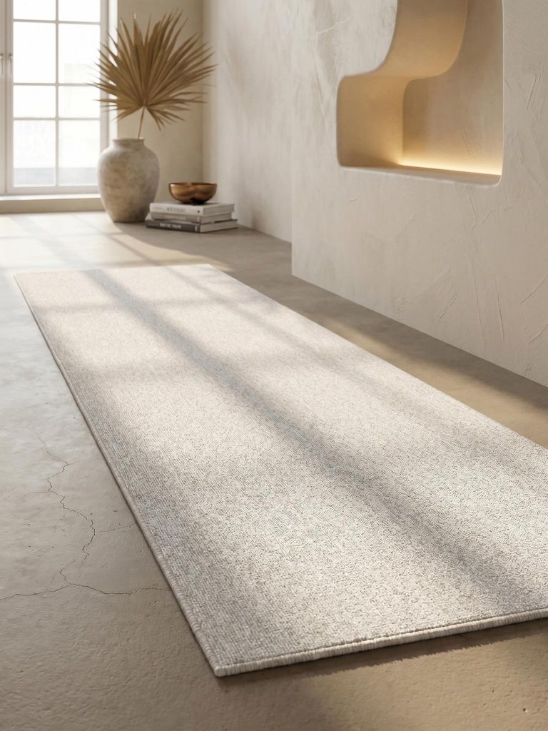 Teppich Kurzflor Unifarben Elegant Waschbar Strapazierfähig | Läufer Creme 80x250 cm Esszimmer Saugroboter geeignet Gekettelt | AMMER – Kadima ...