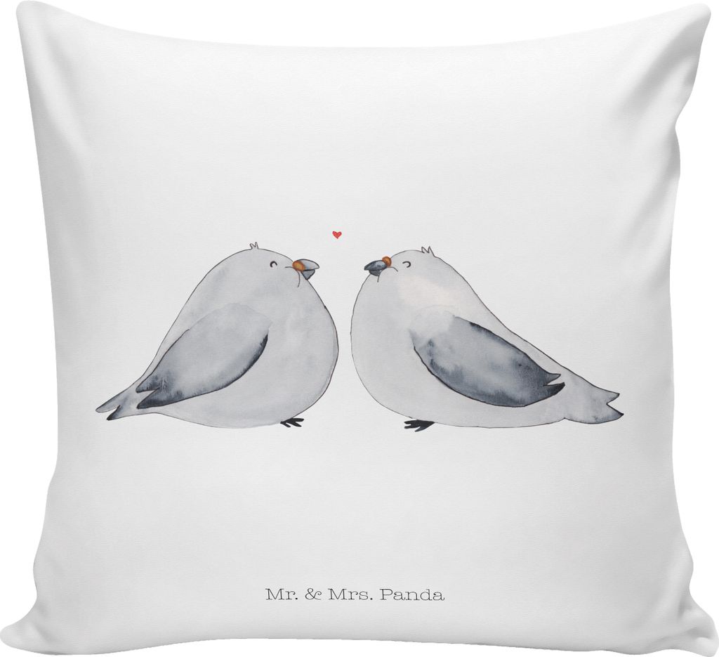 Mr. & Mrs. Panda Dekokissen Turteltauben Liebe - Weiß - Geschenk, glücklich, Kissen 40x40, Paar, kuschelkissen, zier, Zierkissen, Hochzeitstag, K...