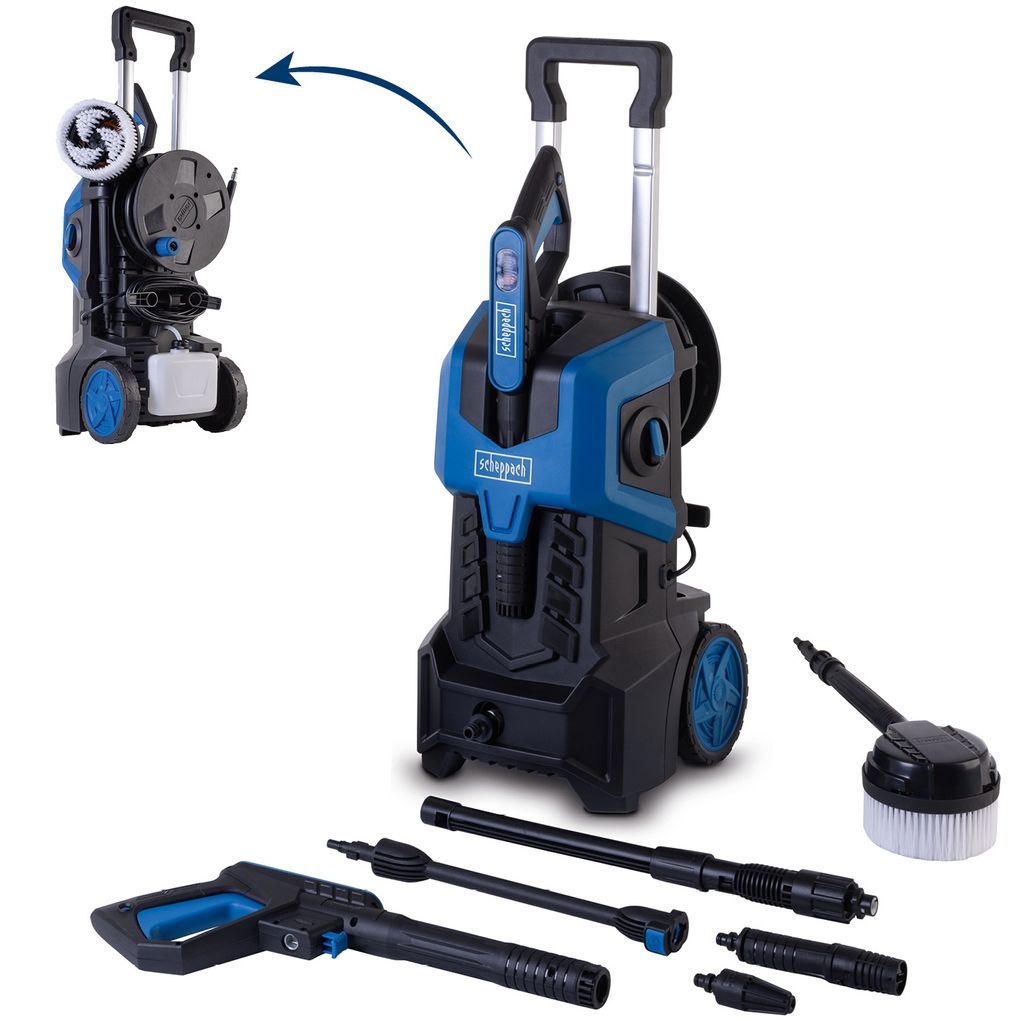 Scheppach Hochdruckreiniger HCE3000 | 2400 W Motor | max. 180 bar Druck | 480 L/h Fördermenge | 8 m Anti-Twist Schlauch | inkl. Düsenelement