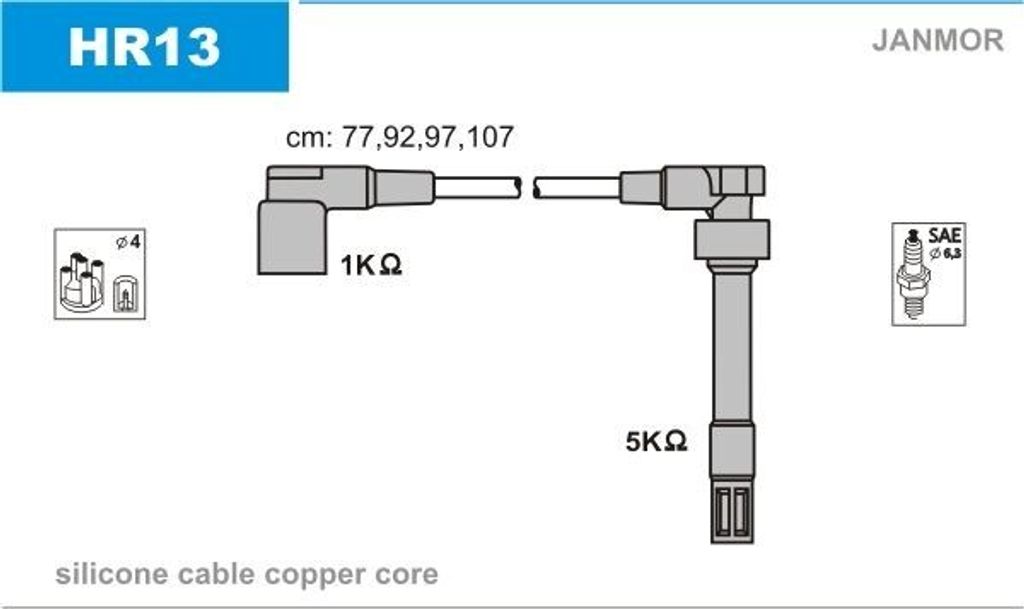 JANMOR HR13 Zündkabelsatz Zündleitungssatz für BMW 3 Limousine (E36) 3 Coupe (E36) 3 Compact (E36) Z3 Roadster (E36)