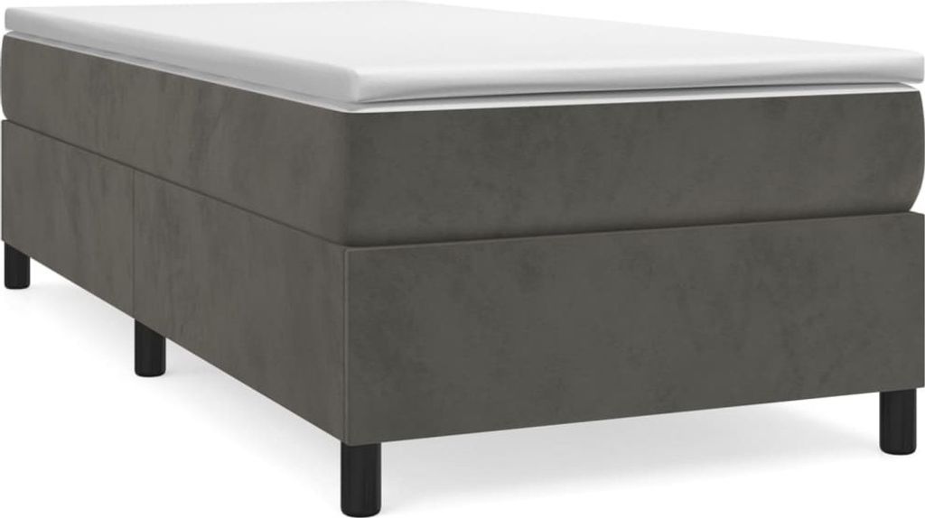 vidaXL Boxspringbett mit Matratze Dunkelgrau 90x200 cm Samt Produktbild 