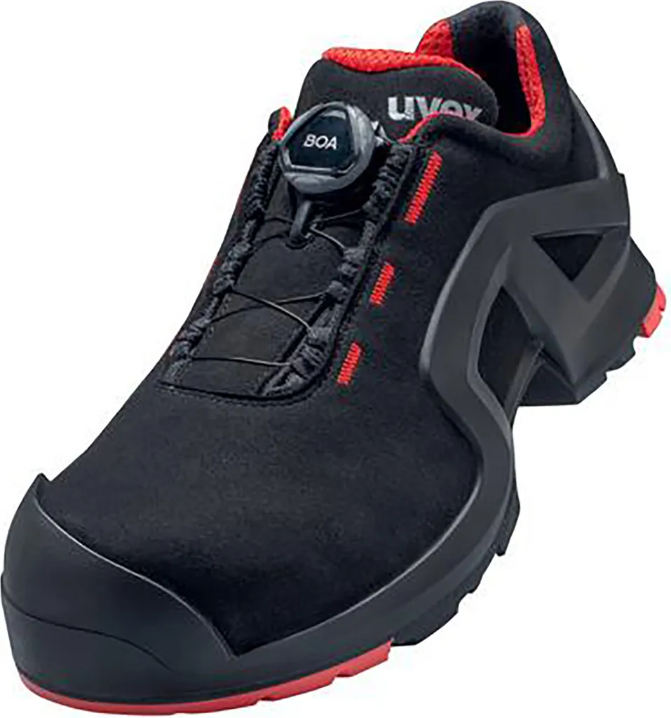 Chaussures de sécurité S3 basses uvex 1 support Noir et Rouge Gr. 45