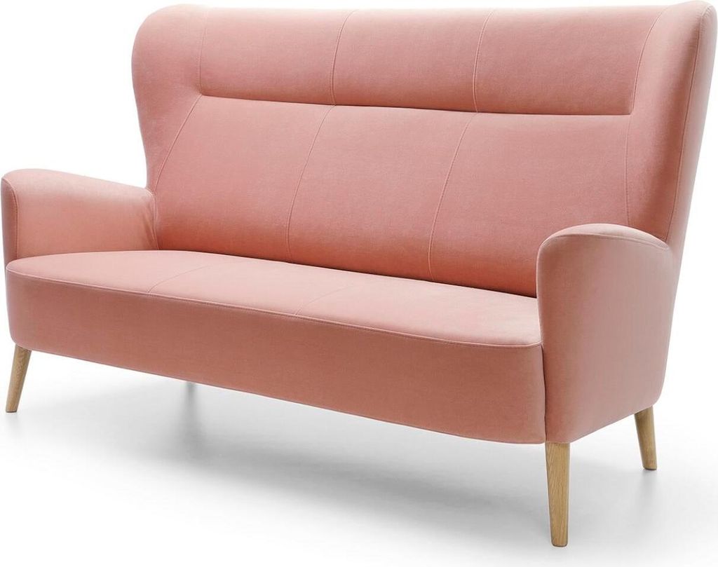 FURNLUX Sofa Next Rosa Und Eiche 189cm / Hauptfarbe: Rosa / Abmessungen: 189 x 110 x 93 cm