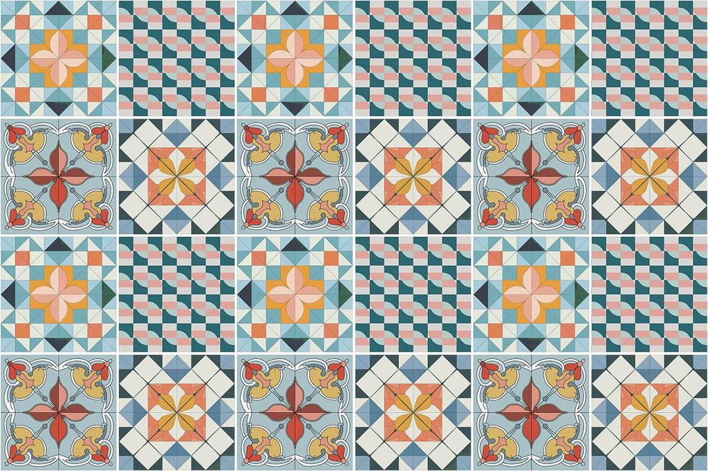 Fliesenaufkleber 15x15 cm – 24 Stück – Selbstklebend – Wasserfest – Pflegeleicht – Hitzebeständig – Für Küche & Bad – Pastell-Design