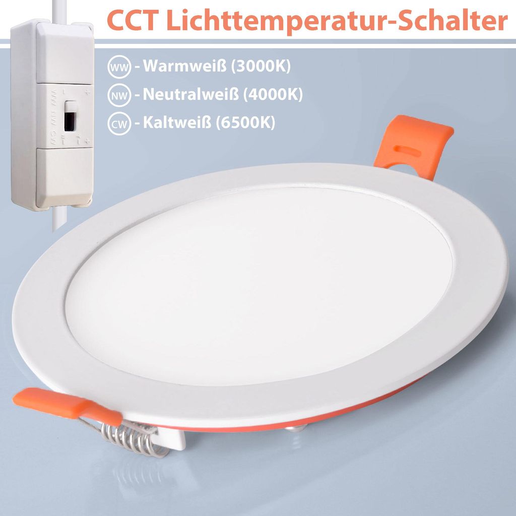 LED-Panel 2601 Weiß, Rund, 18W, 1690lm, CCT einstellbar( Warmweiß, Neutralweiß, Kaltweiß), Ø 220 mm, inkl. Trafo