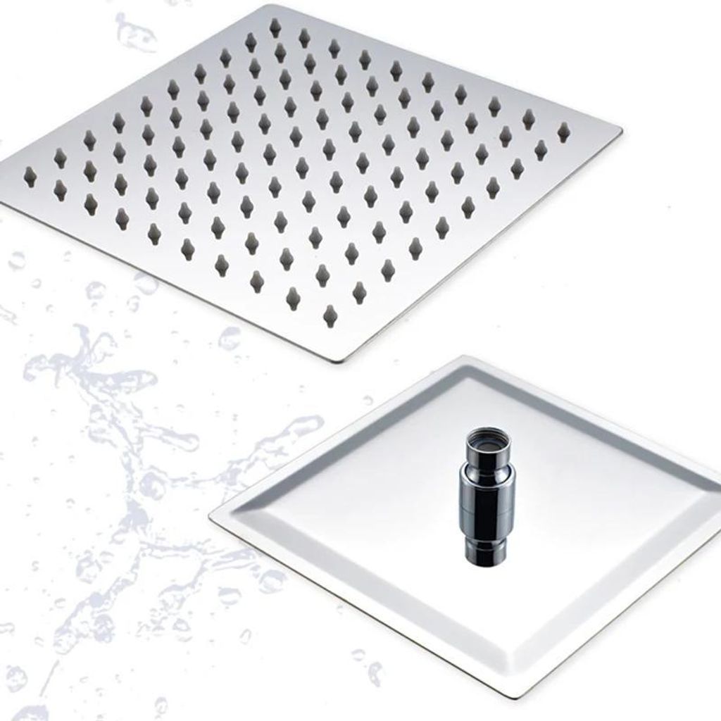 Regendusche Duschkopf - Quadratisch LED 40 cm - Deckenmontage - Wasserdruck-LED - Blaues Licht - Edelstahl - Dünn - Nickel
