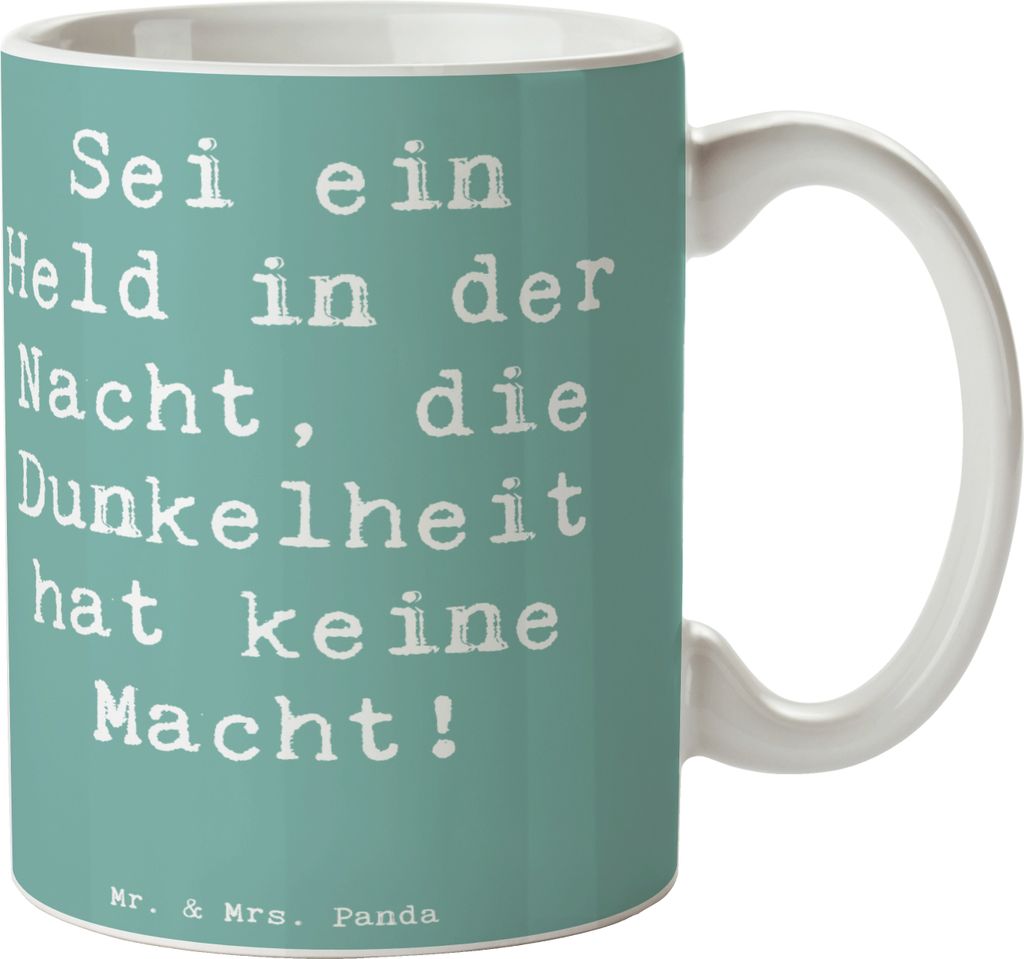Mr. & Mrs. Panda Trinkbecher Spruch Angst vor Dunkelheit überwinden - Meeresbrise - Geschenk, Vertrauem, Becher, Unterstützung bei Ängsten, insp...