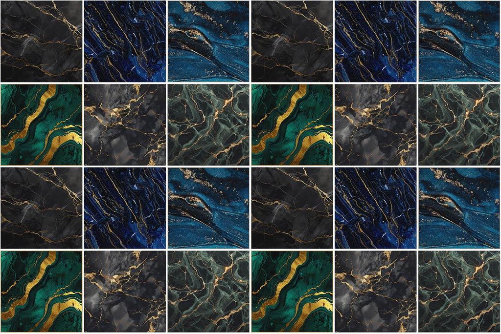 Fliesenaufkleber 10×10 cm – 24 Stück – Selbstklebend – Wasserfest – Pflegeleicht – Hitzebeständig – Für Küche & Bad – Marmorgeom...