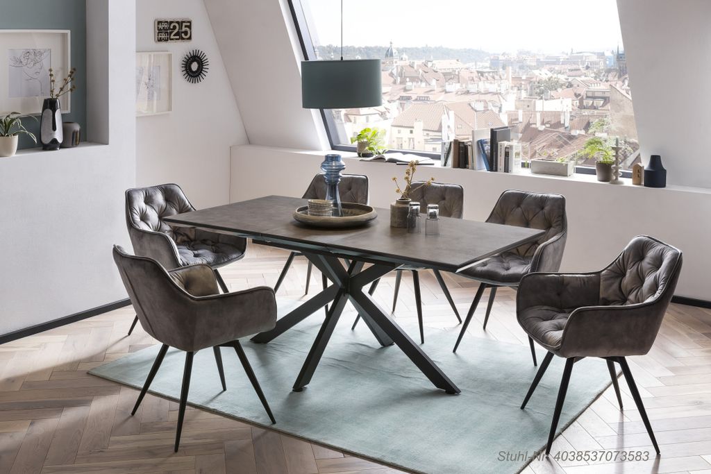 Vierfußtisch/Esstisch Fenja-Platte mit Glasauflage Produktbild 5