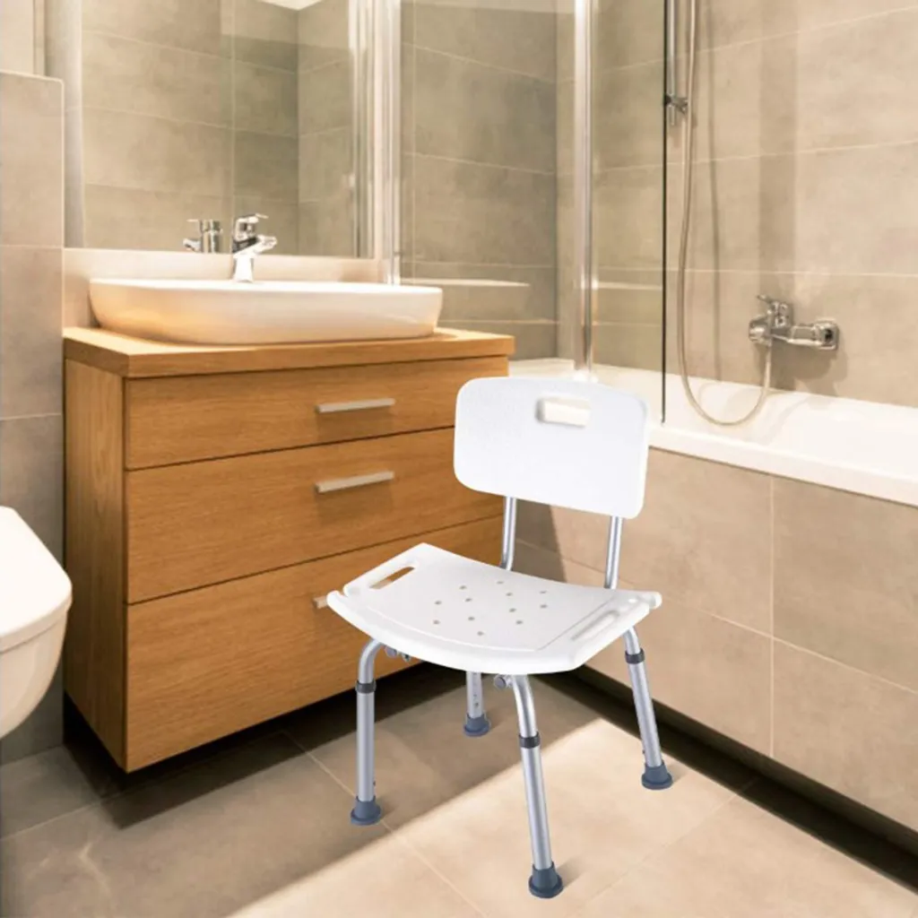 Tabouret de douche antidérapant réglable en hauteur châssis aluminium - 2