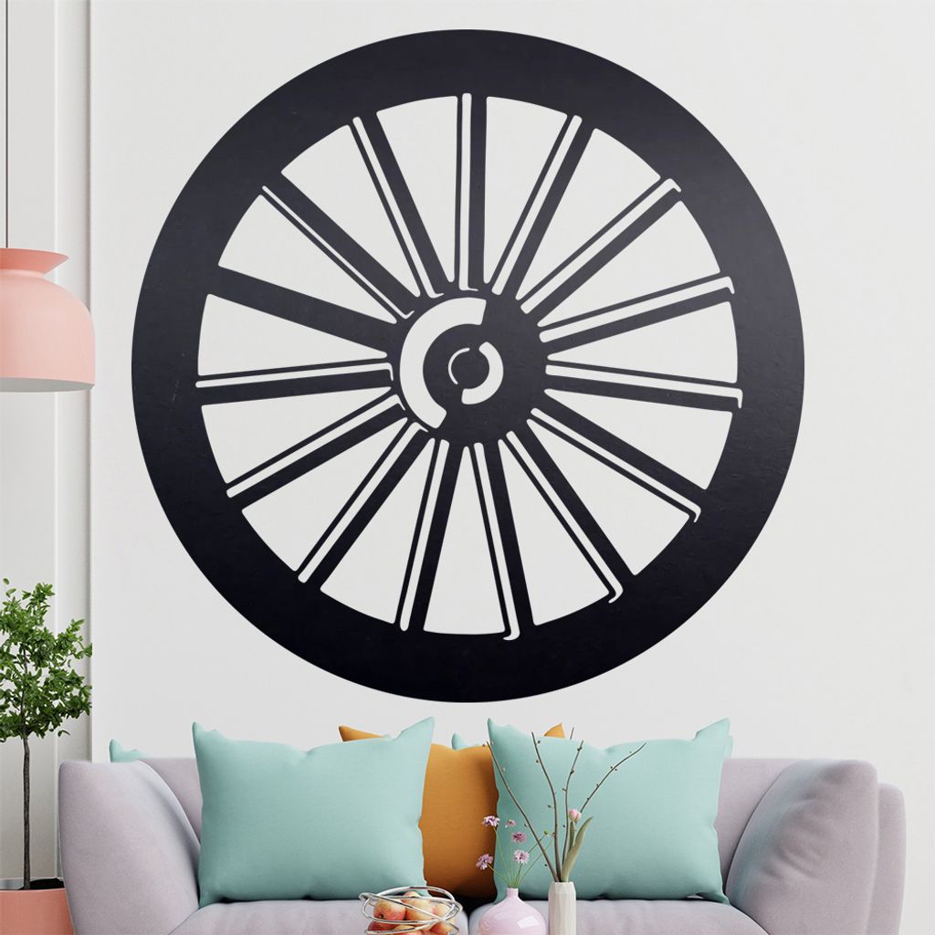 KIWISTAR Wagenrad - Holz Modell Gummi Wagen Wandtattoo in 6 Größen - Wandaufkleber Wall Sticker - Dekoration, Küche, Wohnzimmer, Schlafzimmer, B...
