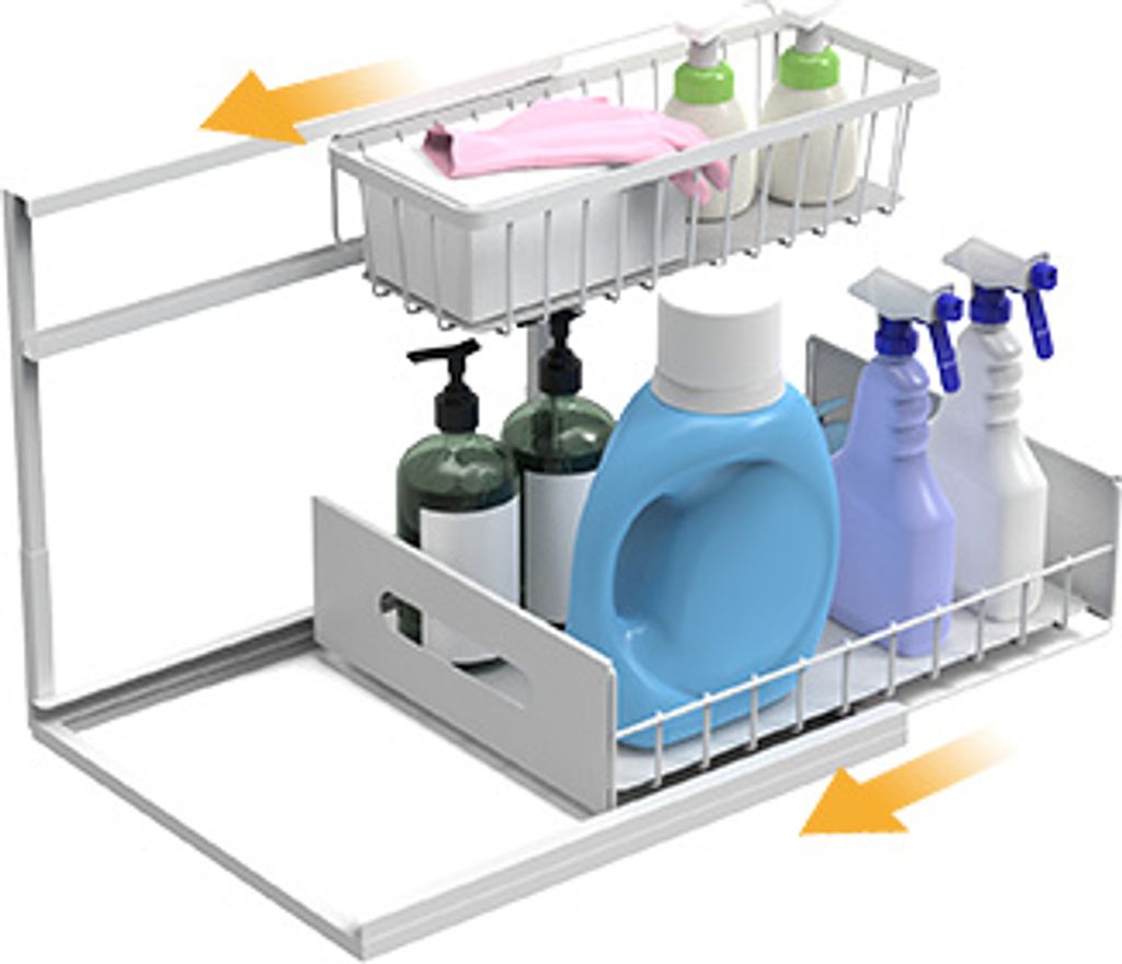 Organizer und Aufbewahrung unter der Spuele/2er-Pack ausziehbarer Schrank-Organizer, ausziehbares Spuelbeckenregal, Schrank-Aufbewahrungsregale/Auf...