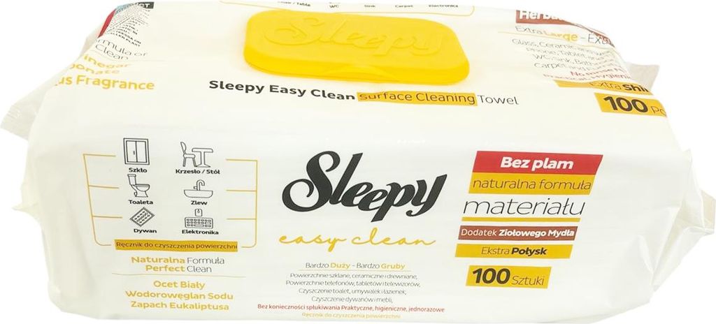 Sleepy Easy Clean Oberflächenreinigungstücher - Gelb (100 Tücher)