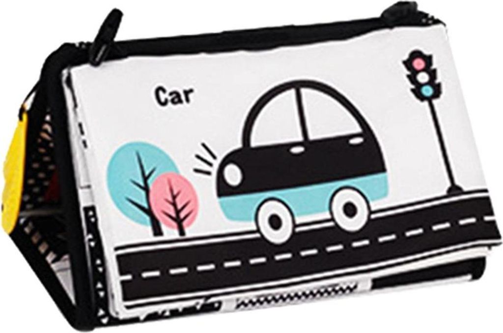 Kontrastbuch Baby, Schwarz Weiss Doppelseitig Baby Stoffbuch, Soft Bilderbuch aus Stoff mit Spiegeln, Kinderwagen Kontrast Spielzeug Baby 0 3 6 Mon...