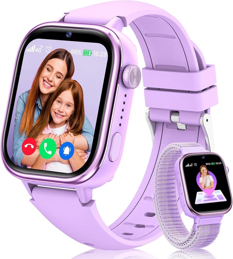 4G Kinder Smartwatch mit GPS Ortung & Telefon, HD Videoanruf, SOS Notruf, Schulmodus, Schrittzähler, IP68 wasserdicht, Geschenk 4–15 Jahre