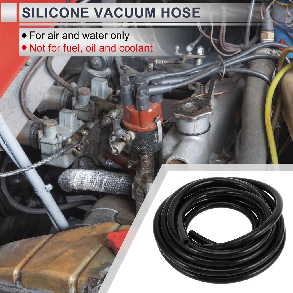 1 Stück Universal-Silikon-Vakuumschlauch Hochtemperatur 15FT 5/16" 8mm ID 3mm Dicke Automobil-Vakuumschlauch 130PSI Maximaldruck Schwarzes Silikon