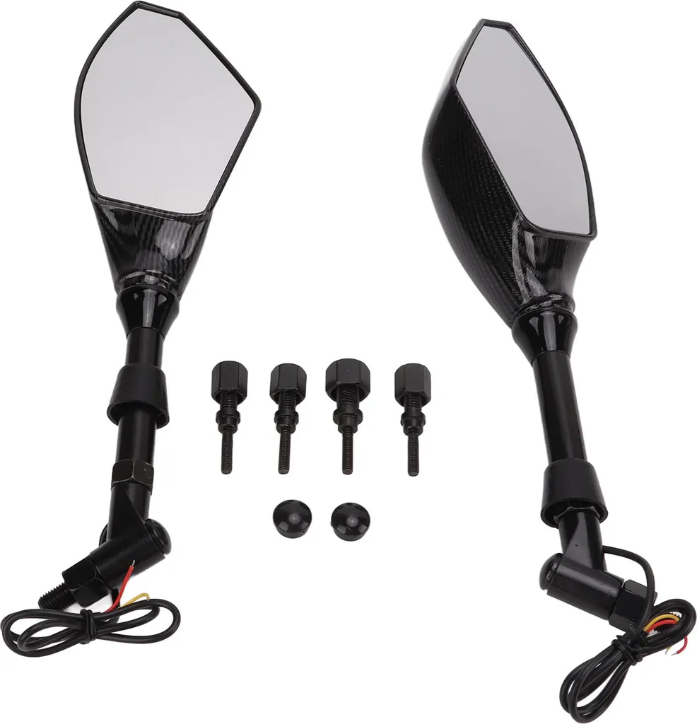 LBEC Rétroviseur Moto Convexe 10mm avec Clignotants LED Intégrés