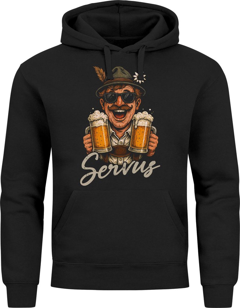 Hoodie Herren für das Servus Bayer Maßkrüge Bier Ersatz Tracht Pullover Volksfest Bierfest Outfit Spruch Lustig Moonworks