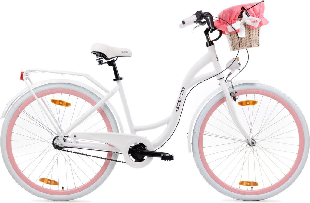 Goetze Style 28 Zoll City Bike, 46 cm ALU Rahmen, 3-Gang Shimano Nexus, Rücktrittbremse & V-Bremse, LED-Beleuchtung, Gepäckträger, Rattankorb mi...