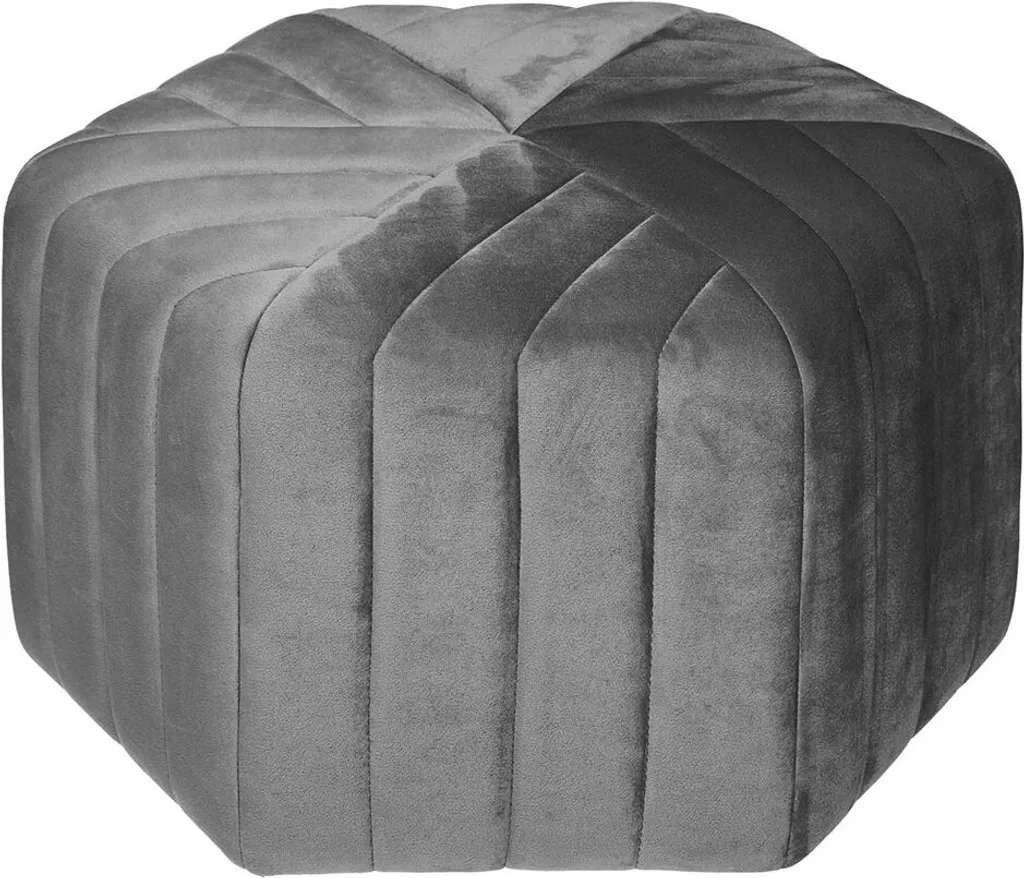 Pouf velours Hex grey - Texture douce et forme géométrique moderne