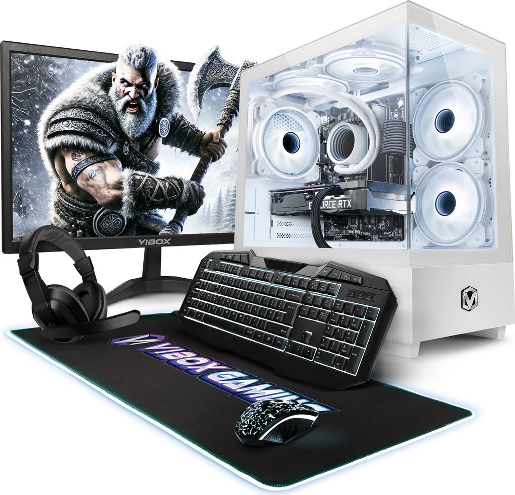 Vibox VII-236 Gaming PC Set Komplett - Monitor 23 Zoll - Intel Core i9 10900F 5,2 GHz - Radeon RX 9070 16 GB - 16 GB RAM - 1 TB NVMe M.2 SSD - Wind...