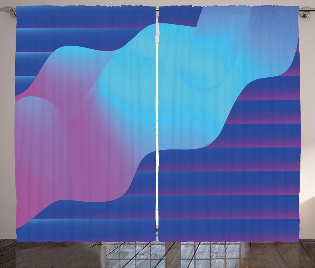 Rideau pour grand salon déco Synthwave 280x225 cm lavande et multicolore