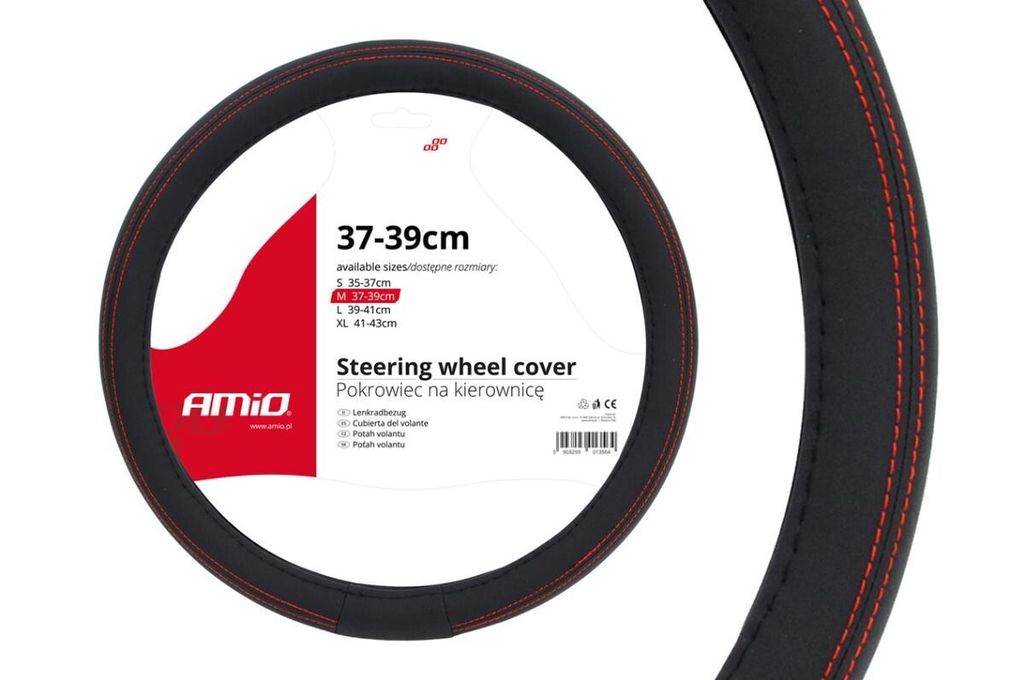 AMiO 01355 Lenkradbezug Ø37-39cm Schwarz Lenkradhülle Produktbild 