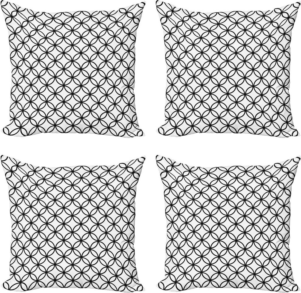 ABAKUHAUS Geometrischer Kreis Kissenbezug Set (4 Stück), minimal Pattern, Moderner Doppelseitiger Digitaldruck, 60 cm x 60 cm, Schwarz-Weiss