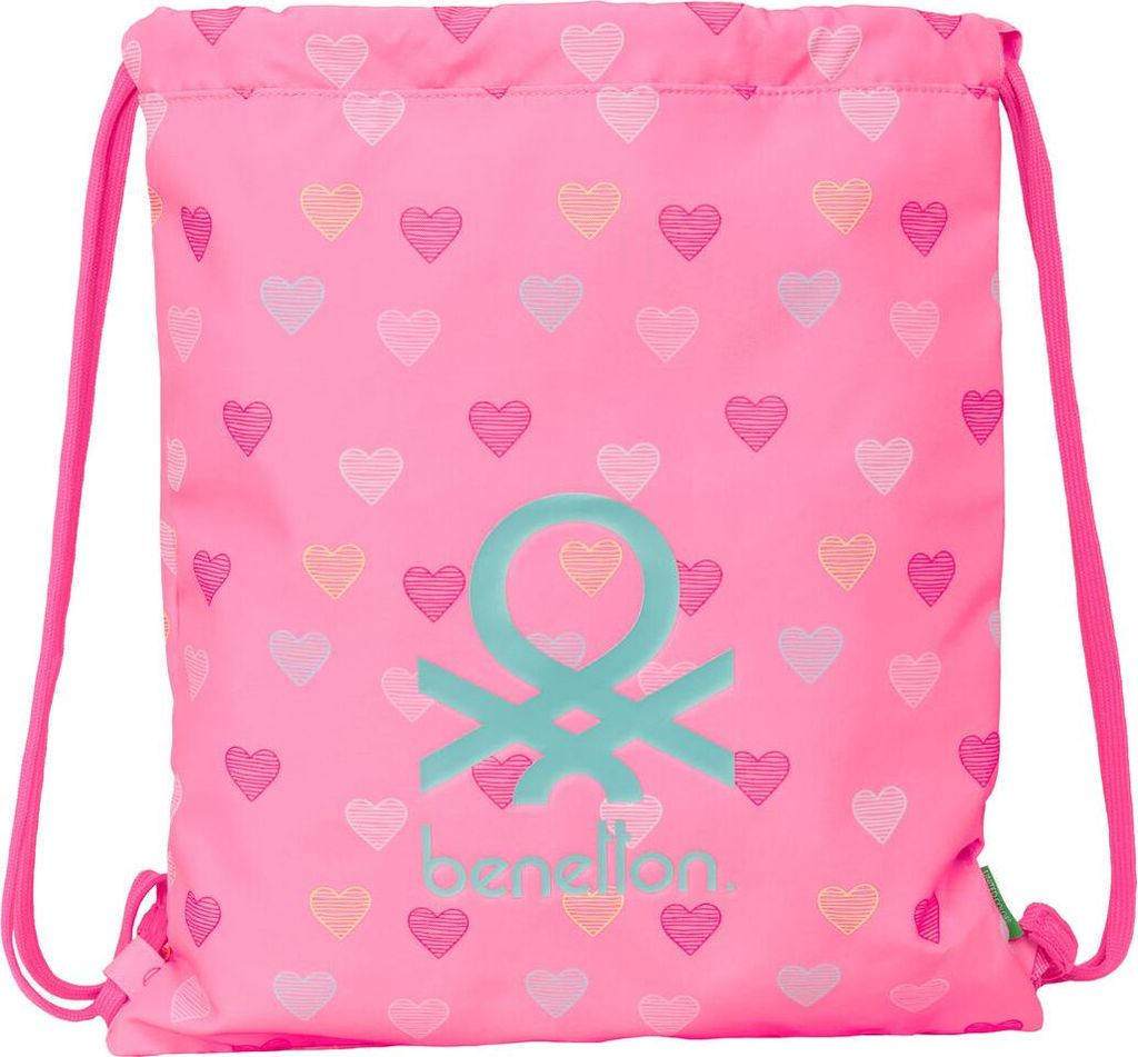Rucksacktasche mit Bändern Benetton Heart Rosa 35 x 40 x 1 cm