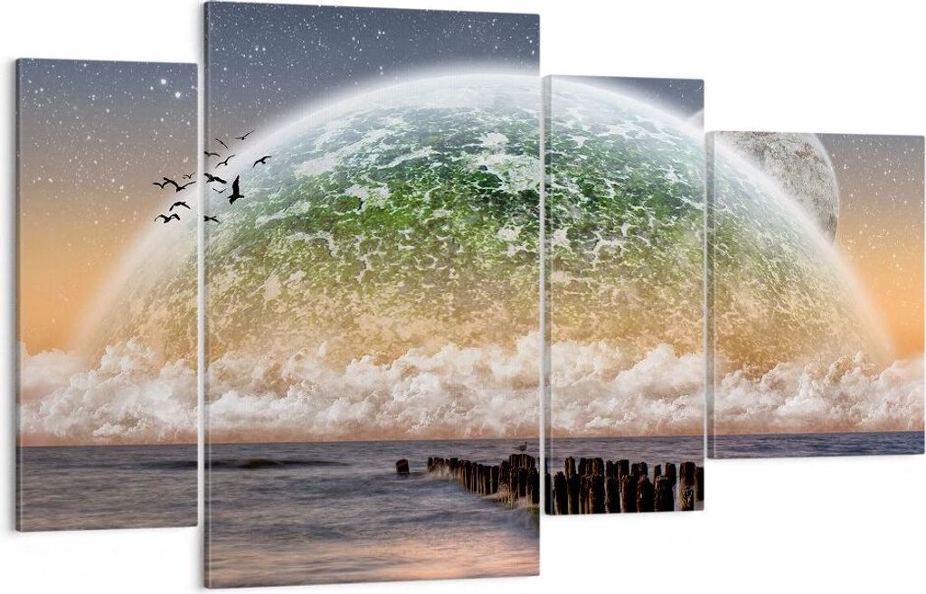 Bild auf Leinwand - Leinwandbild - Abstraktion Planet Erde Globus - 120x70cm - Wand Bild - Wanddeko - Leinwanddruck - Bilder - Kunstdruck - Wanddek...