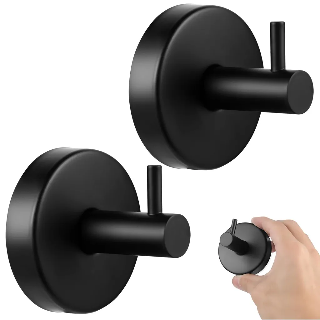 Crochets muraux ventouse inox noir résistants à l'humidité sans perçage