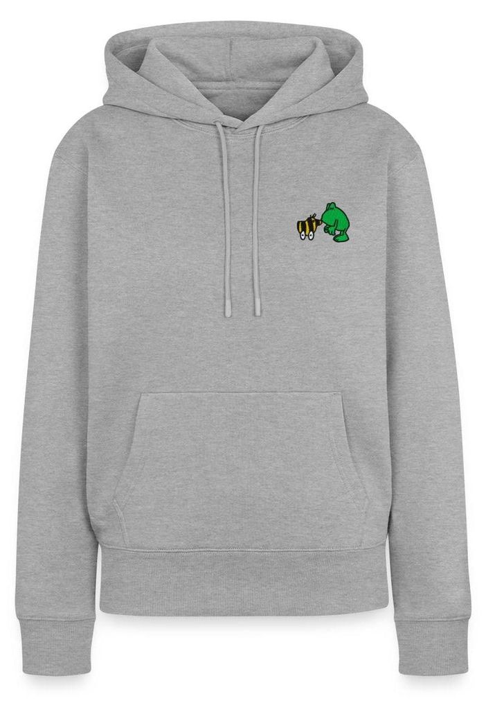 Spreadshirt Janosch Frosch & Tigerente Kuss Stick Damen Premium Hoodie, 3XL, Grau meliert