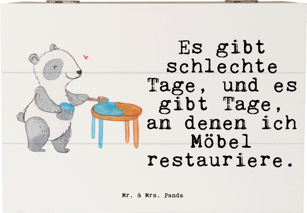 Mr. & Mrs. Panda Holzbox Panda Möbel restaurieren 22 x 15 cm - Weiß - Geschenk, Handwerk, Box, Schatulle, Antike, Kiste, Holztruhe, schatztruhe, ...