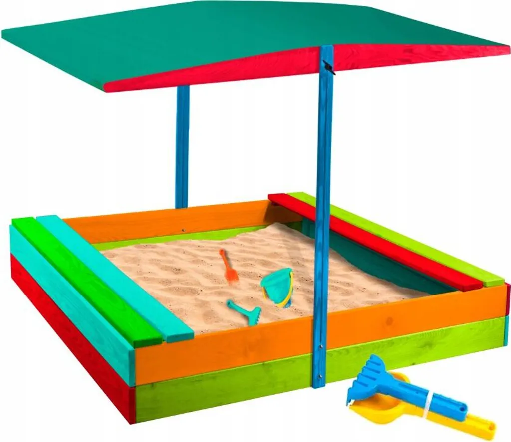 Aire de jeux extérieure : Bac à sable bois 120x120 et maisonnette enfant