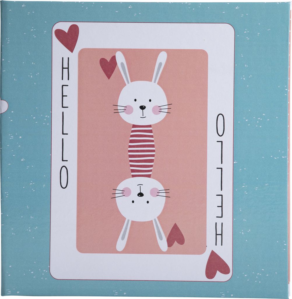 Exacompta 16115E Fotoalbum 30 Seiten weiß - Format 25x25cm - Motiv: Fantasiespielkarte - Rosa/blau