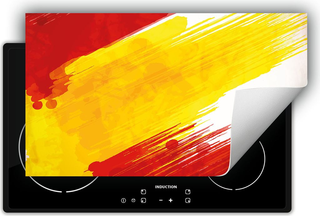DarHaus Herdabdeckplatte 90x52 cm Anti Rutsch Matte Aufrollbar, rot - gelb