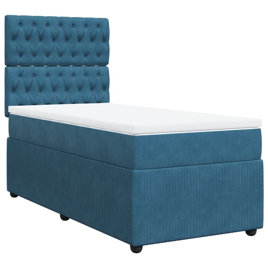 Boxspringbett mit Matratze Dunkelblau 100x200 cm Samt
