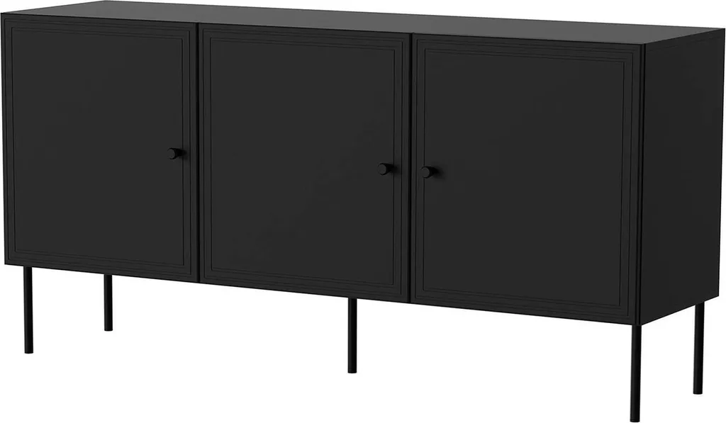 Buffet Vigasio Noir 151x40x75h cm : Rangez Tout sans Encombrer l'Espace