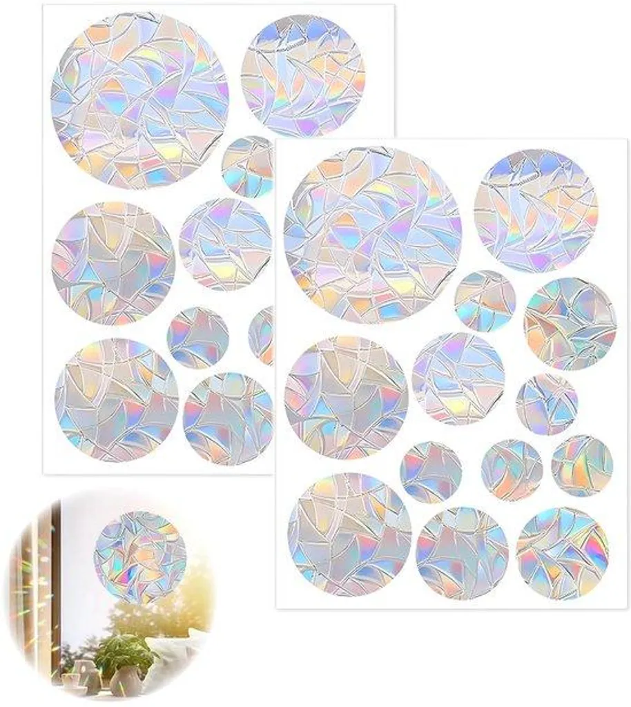 Lot de 26 Stickers Anti-Collision pour Vitre Effet Prisme Géométrique