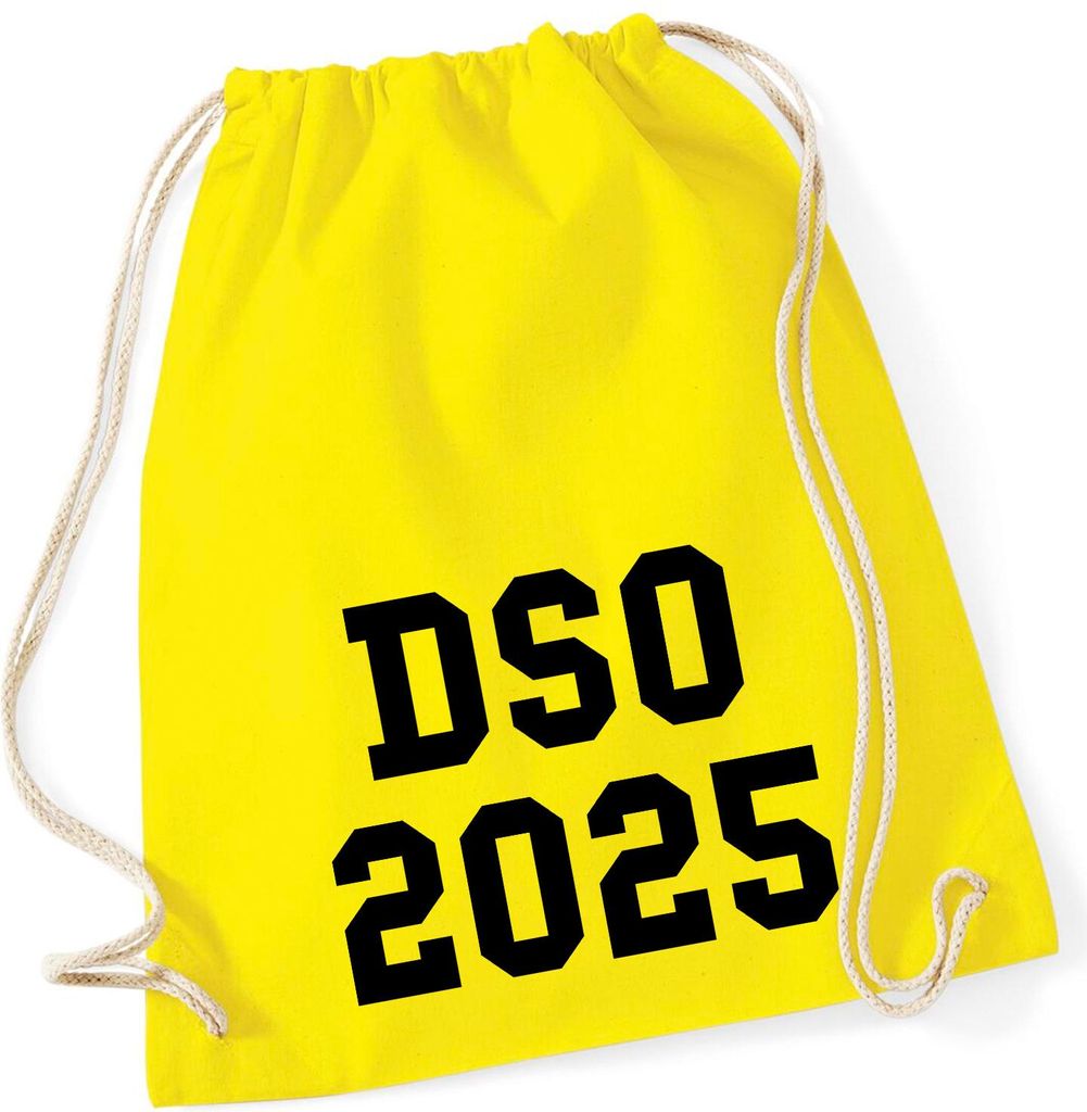 Huuraa Turnbeutel DSO 2025 Abschluss Belgien (ndl.) 12 Liter Yellow Baumwolle Rucksack Geschenkidee