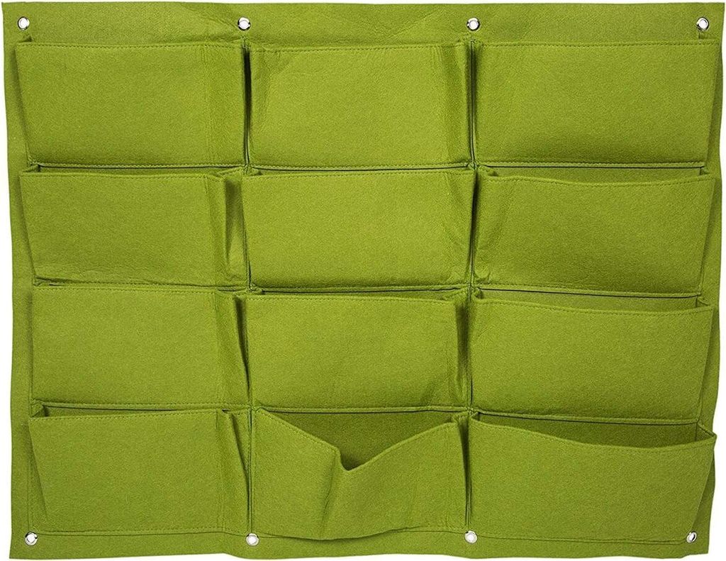12 Pocket Vertical Wall Garden Pflanzgefäß, wasserdicht atmungsaktiv Filz Stoff Wandbehang Pflanzbeutel für Indoor Outdoor Gartenarbeit Pflanzen...