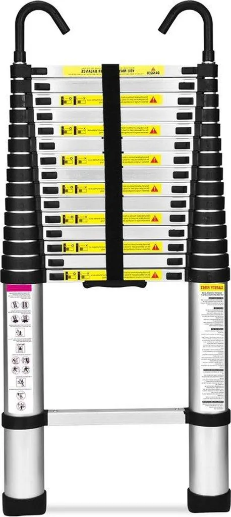 Échelle télescopique extensible 4,7m en alu avec barre stabilisatrice